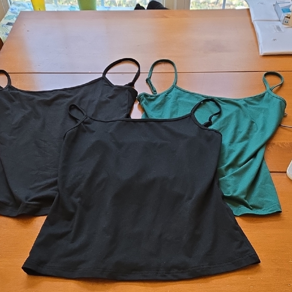 Everyday Spaghetti-Strap Camisole - Black and Teal